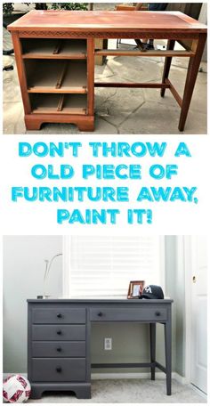 Grey Bedroom Furniture, Bedroom Furniture Makeover, Diy Makeover, Diy Desk, Paint Furniture