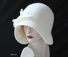 White Felt Hat, White Felt Hat With Short Brim, White Fitted Felt Hat With Curved Brim, Elegant White Felt Hat For Winter, White Brimmed Felt Hat For Kentucky Derby, White Fedora Hat For Winter, White Fedora For Winter, Winter White Wide Brim Fedora, White Winter Fedora