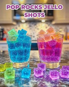 Pop Rock Jello Shots, Pop Rocks Jello Shots, Jolly Rancher Shot Glasses, Kristin's Friends, Jell O Shots, Fun Drink Recipe, Friends Recipes, Alcholic Drinks