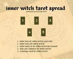 the inner witch tarot spread is shown with numbers and symbols for each individual to read