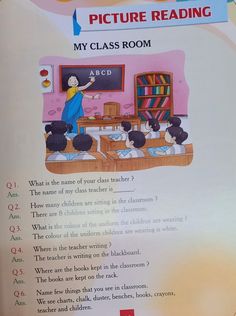 a book with an image of a teacher in the classroom