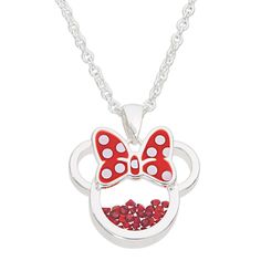 Introducing the Disney Minnie Mouse Birthstone Shaker Necklace Collection! Celebrate your birth month with the beloved Minnie Mouse in a unique and stylish way. This July silver-plated necklace features a shaker pendant filled with dazzling ruby red cubic zirconia stones. The pendant showcases Minnie Mouse, adorned with a sparkling birthstone in a vibrant color that adds a touch of Disney magic to your look. The silver-plated chain measures 18 inches with a 2-inch extender, allowing you to adjus Unique Disney Gifts, Disney Wedding Rings, Disney Engagement Rings, Mouse Necklace, Disney Gift, 22nd Birthday, Disney Jewelry, Jewelry Images, Silver Plated Necklace