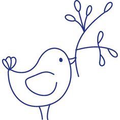 a drawing of a bird holding a branch