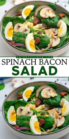 Looking for the best BBQ side dish? This Spinach Bacon Salad is an impressive salad recipe that's full of flavor, texture, and temperature. It makes a great addition to your easy Labor Day party food or summer salads for BBQ! Spinach Salad Recipes Dressing, Spinach Salad Recipes Easy, Spinach Bacon Salad, Warm Bacon Dressing, Salad Spinach, Bacon Dressing, Perfect Salad, Spinach Salad Recipes, Bacon Salad