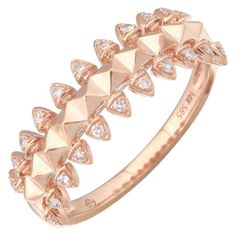 14K Gold Diamond .11 Cts Please allow 6-8 weeks for delivery. All prices are in US Dollars. 14k Rose Gold Diamond Cut Ring, Luxury 14k Rose Gold Cluster Ring, Rose Gold 14k Gold Diamond Cut Cluster Ring, 14k Gold Rose Gold Cluster Ring With Diamond Cut, Luxury Rose Gold Stackable Diamond Ring, Luxury Stackable Rose Gold Diamond Ring, Rose Gold Hallmarked Diamond Promise Ring, Hallmarked Rose Gold Stackable Rings, Spike Ring