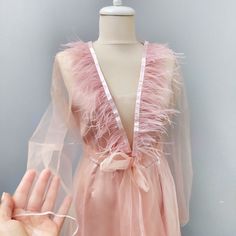 Bridal Tulle Robe Long Night Gown Sleep Dress Powder Pink - Etsy Pink Satin Long Sleeve Gown, Pink Long Sleeve Satin Gown, Pink Long-sleeved Satin Gown, Elegant Sheer Robe For Party, Feminine Satin Nightgown For Party, Feminine Satin Party Sleepwear, Elegant Pink Sheer Gown, Feminine Long Sleeve Party Sleepwear, Feminine Pink Organza Gown