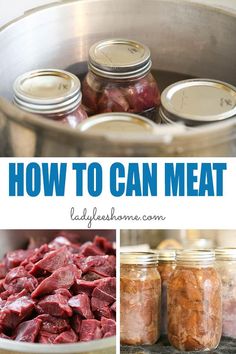 jars filled with meat sitting on top of a table