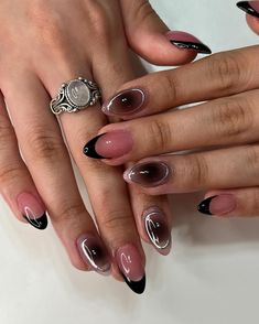 Gray Tip Nails, Nails Now, Pretty Gel Nails, Tip Nails, Nails Desing, Girls Nails, Fire Nails, Funky Nails, Chic Nails