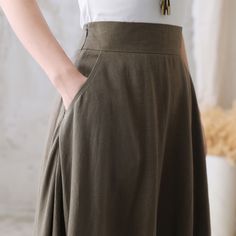 "You'll feel ultra chic and modern wearing the A Line skirt throughout the year, the long skirt will be a prefect on for your summer autumn. DETAIL * More colors available https://etsy.me/3ifY3Py * 50% linen, 50% cotton * Two side pockets * Right Hidden Zipper closure * Back elastic waistband * Maxi linen skirt, long linen skirt, Plus size Skirt, High waist skirt * Ankle length effect * Perfect for Summer, spring and Autumn * Machine Washable in Warm/Cold Water/Do not bleach /Mid-iron /Hang Dry Cotton Maxi Skirt With Solid Color, Solid Cotton Lined Maxi Skirt, Solid Cotton Maxi Skirt With Lining, Cotton Lined Maxi Skirt, Flared Maxi Skirt With Pockets In Solid Color, Wide Leg Cotton Skirt, Cotton Flared Maxi Skirt In Solid Color, Full Length Solid Cotton Skirt, Full Length Solid Color Cotton Skirt