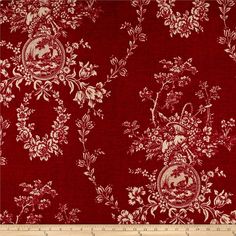 a red and white wallpaper with flowers on it