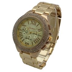 This Classy 3-Dial and Rhinestone Bezel Metal Watch from Olivia Pratt is super trendy, featuring a durable materials band and face, this watch is the perfect addition to your accessory collection. Olivia Pratt is always looking after new designs to improve your style! Using the best quality materials available in all of our products to ensure long durability in your every day wear. Please be aware, color vibrancy of the product might change from device to device. If you have questions we're here Trendy Gold Watches With Metal Dial, Trendy Gold Metal Watches, Gold Rhinestone Party Watches, Gold Party Watches With Rhinestones, Kohl’s Ladies Watches Gold, Timeless Yellow Gold Diamond Watch, Hallmarked, Ladies Gold Tone Stainless Watches Less Than $100.00, Collectible Yellow Gold Self-winding Pocket Watch, Collectible Self-winding Yellow Gold Pocket Watch