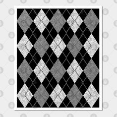 an abstract black and white pattern with squares on it's side, in the middle of