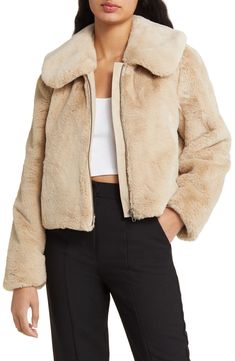 Open Edit Zip Front Faux Fur Jacket | Nordstrom Fall Fashion Trends Casual, What To Wear Fall, Faux Fur Cropped Jacket, Fall Trends Outfits, Stylish Summer Outfits, Classic Trench Coat, Long Sleeve Outerwear, Womens Jackets, Belted Trench Coat