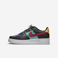 (eBay) Nike Air Force 1 LV8 EMB GS [DN4178-001] Kids Casual Shoes NBA Black/Gym Red Teal Nikes, 270 Nike, New Nike Air Force, Nike Waffle, Kid Lifestyle, Sneaker Lovers, 75th Anniversary, Nike Air Max Plus, Nike Air Max 270