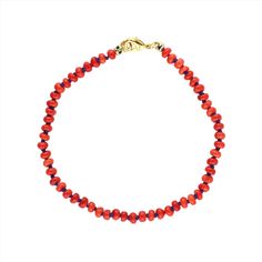 Brighten your wrist stack with this stunning red Coral 7.5" bracelet, hand-knotted with navy silk thread for a unique touch. Finished with a gold-filled clasp, this bracelet showcases the vibrant hues of red Coral, which is believed to promote vitality, wellness, and mental focus. Perfect for layering or wearing alone, it adds a pop of color and positive energy. Red Single Strand Beaded Bracelet, Everyday Red Friendship Bracelet With Round Beads, Red Round Beads Bracelet For Everyday, Red Spiritual Beaded Bracelets For Everyday, Spiritual Red Beaded Bracelets For Everyday, Navy Bracelet, Wrist Stack, Pearl Charm Necklace, Wrist Stacks