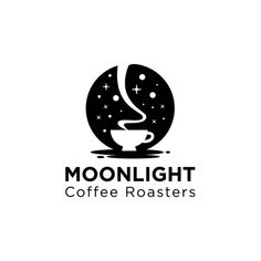 the logo for moonlight coffee roasters, which is designed to look like a moon