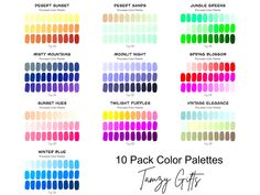 The Ultimate 10 Pack Gradient Palette I was created to showcase 750 colors which complement each other. This palette can be used for many reasons, such as to create a beautiful design or to help a business choose their brand colors.  What you will receive: - A Procreate Color Palette Information PDF. In the PDF, you will receive a link with instructions as to how to download both the hex codes document (this document will contain the hex codes for all 50 color palettes) as well as all the color Hygge Color Palette, Hex Code Color Palette, Gradient Palette, Procreate Color Palette, Code Color, Mocha Latte, Benjamin Moore Colors, Hex Codes, Jungle Green