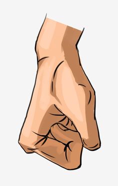 a drawing of a hand holding something in it's right hand, with the thumb pointing