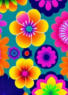 an image of colorful flowers on a blue background