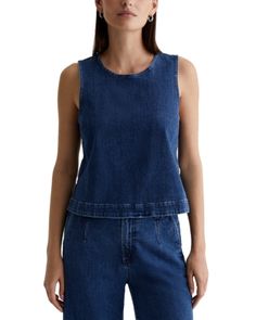 Ag Denim Top Indigo Relaxed Fit Denim Top For Summer, Relaxed Fit Indigo Jeans For Summer, Indigo Denim Top For Summer, Summer Relaxed Fit Indigo Denim Top, Chic Dark Wash Denim Top For Summer, Summer Indigo Denim Top Relaxed Fit, Summer Indigo Denim Tops, Summer Relaxed Fit Tencel Jeans, Modern Dark Wash Summer Jeans