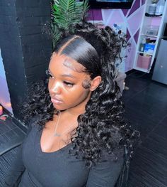 Prom Weave Hairstyles, Lace Hairstyles, Half Up Half Down Curly, Tupac Videos, Sweet 16 Hairstyles, Curly Lace Wig, Sleek Ponytail Hairstyles