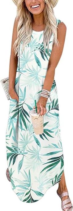 What to Pack for a Week at an All Inclusive Resort - Adventures Of A Blonde Girl Floral Print Maxi Dress Casual, Maxi Dress Summer Beach, Sundress Long, Side Split Maxi Dress, Long Sundress, Summer Beach Dress, Travel Dress, Split Maxi Dress, Long Dress Casual