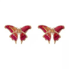 Add a touch of whimsy to any outfit with our Sequin Butterfly Stud Earrings. Crafted in a unique hot pink color, these earrings feature a delicate butterfly shape that catches the light just right. Perfect for adding a hint of sparkle to your look. Material: Aluminum Alloy * Return and exchange are not supported Trendy Pink Butterfly Earrings, Handmade Pink Butterfly Earrings, Pink Drop Earrings With Butterfly Charm, Elegant Pink Butterfly Charm Earrings, Pink Butterfly Charm Earrings, Butterfly Earrings Stud, Butterfly Shape, Pink Color, Hot Pink