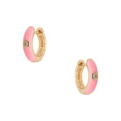 Yellow Gold Over Silver CZ Light Pink Enamel Huggie Pierced Earrings Yellow Gold Over Silver 0.45" Diameter 0.11" Thick Cheap Pink Huggie Earrings, Pink Enamel Hoop Jewelry, Pink Nickel-free Huggie Jewelry, Pink Huggie Pierced Jewelry, Pink Hypoallergenic Huggie Earrings, Small Hoop Pink Pierced Earrings, Pink Small Hoop Pierced Earrings, Pink Round Huggie Earrings, Pink Round Pierced Hoop Earrings