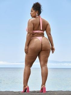 Plus Size 'Agent Jones' Heart Print Bikini Thong - Tabria Majors X FTF | Fashion to Figure African Swimwear, Nia Long, Fashion To Figure, Curvy Women Outfits, Role Model, Cute Heart, Beach Swimsuit, Swim Skirt, Plus Size Swimsuits