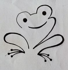 a drawing of a frog with two eyes