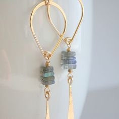 Labradorite Teardrop Earrings | Etsy Gold Dangle Earrings, Labradorite Earrings, Wire Work Jewelry, Earrings Inspiration, Handmade Wire Jewelry, Bead Jewelry, Gold Earrings Dangle, Bijoux Diy, Jewelry Inspo