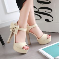 High Heel Ankle Strap Beige Sandals on Luulla Shoes And Sandals, Beige Sandals, Platform Sandals Heels, Fashion Elegant, Platform Heel, High Quality Leather, Elegant Fashion, Platform Sandals, Belt Buckles