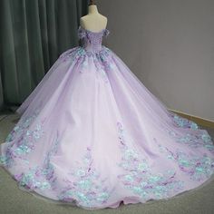 Purple Fitted Gown For Quinceanera, Fitted Purple Gown For Quinceanera, Purple Quinceanera Dress With Sweep Train, Purple Dress With Sweep Train For Quinceanera, Purple Quinceanera Dress With Fitted Bodice, Purple Floor-length Ball Gown For Pageant, Purple Fitted Quinceanera Dress For Pageant, Fitted Purple Quinceanera Dress For Pageant, Fitted Floor-length Purple Wedding Dress