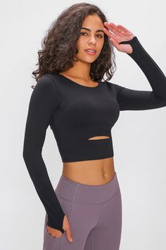 Standing Up Straight, Long Sleeve Cropped Top, Workout Crop Top, Saint John, Gym Tops, Athletic Shirts, Solid Clothes, Yoga Tops