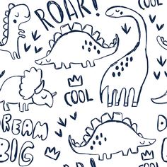 a black and white drawing of dinosaurs with the words roar written on them in cursive writing