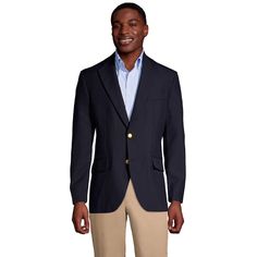 You'll look dapper in this men's Lands' End hopsack blazer. You'll look dapper in this men's Lands' End hopsack blazer. FEATURES Long sleeves Padded shoulders Traditional two-button style Felt-lined collar Vented hemline 2 flap welt pockets; 1 chest pocket Durable poly/wool blend sheds wrinkles and keeps pills at bayFIT & SIZING Classic fitFABRIC & CARE Polyester, wool Polyester lining Dry clean Imported Size: 42. Color: Blue. Gender: male. Age Group: adult. Polo Shirt Girl, Looking Dapper, Oxford Dress, Men In Uniform, Navy Blazer, Sports Blazer, Men's Knit, Work Attire, Girls Sweaters