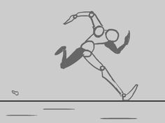 a drawing of a man running across a body of water