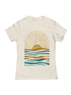 COMFY & COOL:  This is a licensed product by THREADLESS © Copyright 2024. Made of great-quality materials that are durable, comfortable, and easy to care for. Whether you're looking for a funny, inspirational, or pop-culture-inspired graphic tee shirt, we've got you covered.Nearly There Golden Summer Sunset Graphic Ladies Cotton T-Shirt Beige Casual  Short Sleeve  Graphic,Striped    Women Clothing, size features are:Bust: ,Length: ,Sleeve Length: Golden Summer, Sunset Graphic, Graphic Tee Shirt, Summer Sunset, Women T Shirts, Graphic Tee Shirts, All Fashion, Cotton T Shirt, Women Clothing