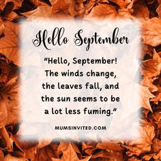 an image of autumn leaves with the quote hello september