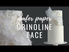 a close up of a cake on a plate with the words paper crinoline lace