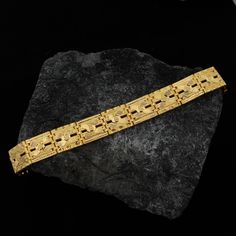 Rectangular Gold Jewelry For Ceremonial Occasions, Rectangular Gold Ceremonial Jewelry, Ceremonial Gold Rectangular Jewelry, Gold Plated Rectangular Bracelets, Yellow Gold Bracelet With Box Clasp Gift, Rectangular Gold Bracelet With 17 Jewels, Rectangular Bracelet With Box Clasp As Gift, Rectangular Bracelet With Box Clasp For Gift, Rectangular Gold-plated Bracelet For Gift