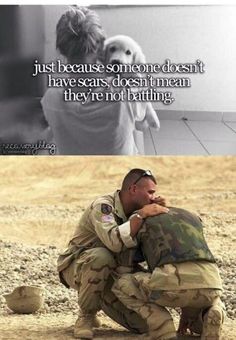 a man kneeling down next to a dog on top of a sandy ground with the caption, just because someone doesn't have sent them