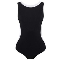 Product Description: Embrace timeless elegance with our Monochrome Double-Tone Black and White Bikini One-Piece Swimsuit. Crafted with premium materials, this swimsuit features a sleek design with contrasting black and white panels, creating a striking visual effect. The halter neck and adjustable straps ensure a comfortable and secure fit, while the high-cut leg design elongates your silhouette for a flattering look. Perfect for lounging by the pool or soaking up the sun at the beach, this swim Chic Sleeveless Bodysuit For Sunbathing, Elegant Bodysuit For Sunbathing Beach Season, Elegant Black Swimming Bodysuit, Elegant Sleeveless Leotard For Swimming, Elegant Black Summer Leotard, Chic One-piece Leotard With Lined Body, Chic One-piece Lined Leotard, Chic One-piece Lined Body Leotard, Elegant Sleeveless Bodysuit For Poolside