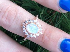 Opal Ring Opal Jewelry Dainty Ring Gemstone Ring Minimalist | Etsy Delicate White Jewelry For Proposal, Dainty Rose Gold Opal Jewelry, Delicate Rose Gold Opal Jewelry, Dainty White Jewelry For Proposal, White Dainty Jewelry With Halo Design, Dainty White Jewelry With Halo Design, White Dainty Halo Jewelry, Dainty Opal Ring In Rose Gold, Rose Gold Moonstone Halo Promise Ring