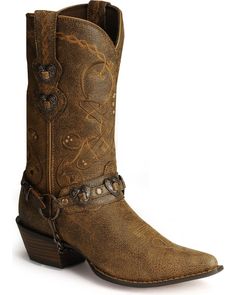 Durango Women's Crush Western Boots, Brown Heart Harness, Cowgirl Look, Womens Cowgirl Boots, Country Style Outfits, Men Jeans Pants, Copper Heart, Heart Embroidery, Harness Boots, Boots Brown