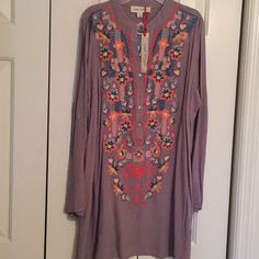 New With Tags! Luna Moon. Size Medium. Grayish/Mauve Mini Dress Or Beach Cover Up With Tons And Tons Of Gorgeous Embroidery In Many Colors. Super Soft Material. Sleeves Can Be Worn Long Or Rolled Up And Buttoned. Purple Long Sleeve Spring Tunic, Purple Long Sleeve Tunic For Spring, Orange Long Sleeve Dress With Floral Embroidery, Purple Bohemian Tunic For Spring, Bohemian Purple Tunic For Spring, Spring Bohemian Orange Tunic, Emerald Green Velvet Dress, Moon Dresses, Sequin Homecoming Dress