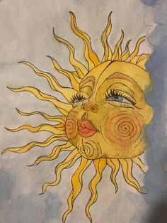 a drawing of the face of a smiling sun