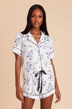 When it comes to weddings, you can never have too many flowers. These Jonny PJs in our Blue Le Fleur print will have your bridal suite positively blooming. From wedding day to lounging all day, deck your girls out in stunning floral printed pajamas. | Blue Le Fleur Getting Ready Matte Satin Size 2XL | Birdy Grey Jonny Satin Floral Pajama Set Party Prep, Floral Pajama Set, Birdy Grey, Floral Pajamas, Bridal Suite, Matte Satin, Sleepwear & Loungewear, Pj Sets, Birdy