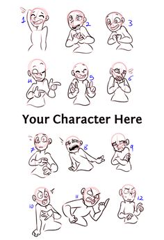 how to draw an animated character from the cartoon avatars series, with different poses and expressions