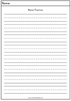 lined paper with lines and dots in the center for writing name worksheet printable